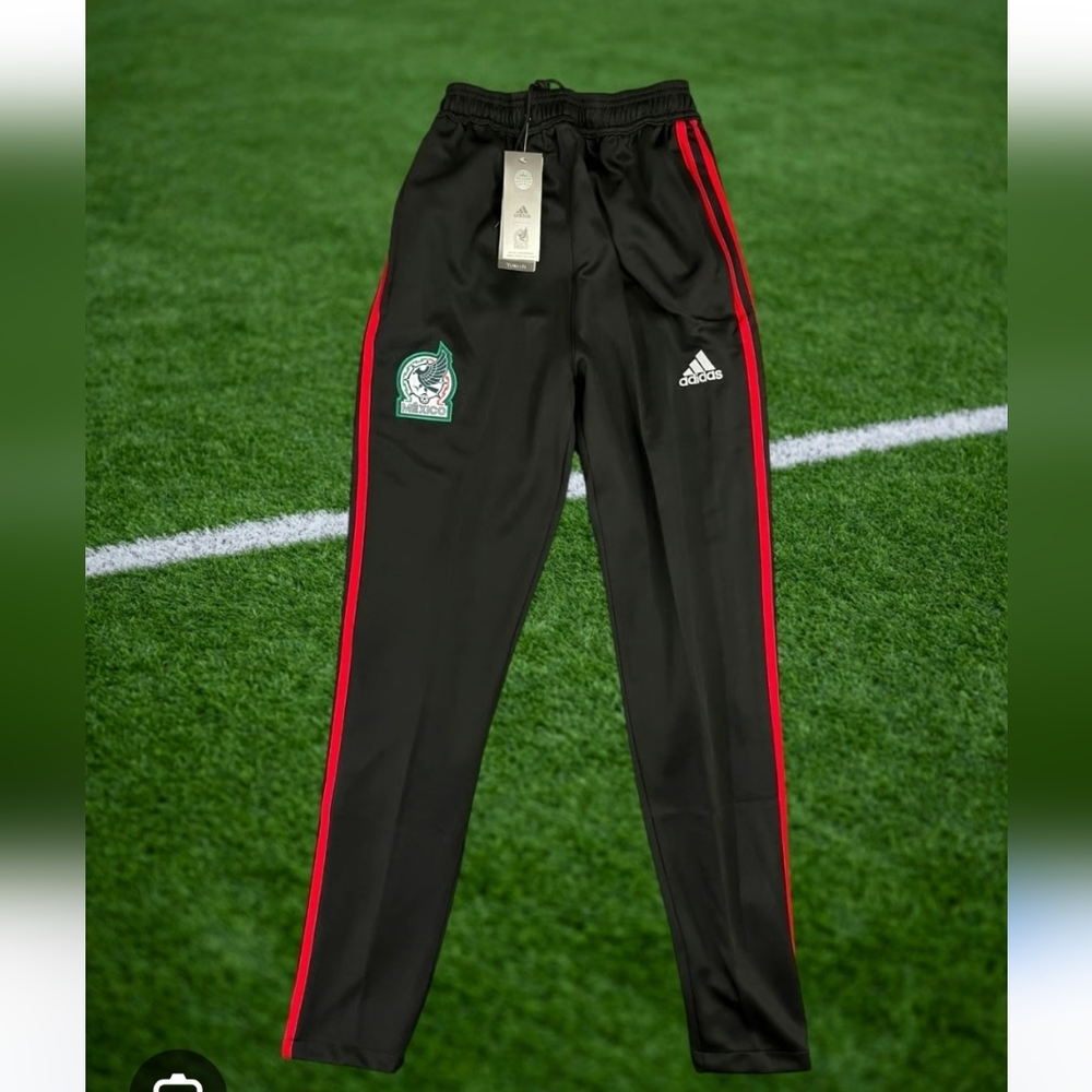 Mexico Black Track Pants with Red Stripes